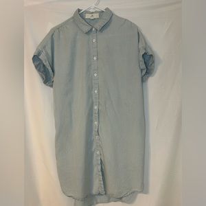 Thread + Supply long shirt short Sleeve‎ button Down striped Large Pocket Tencel
